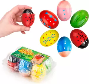 Easter Egg Shakers Maracas for Kids – Wooden Musical Toy Percussion Instruments - Picture 1 of 12