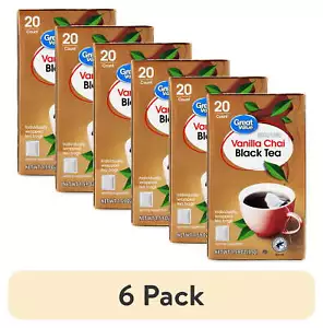 (6 pack) Vanilla Chai Black Tea, 1.59 oz, 20 Count - Picture 1 of 6