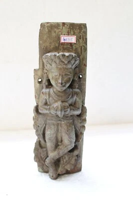 Antigua figura arquitectónica original antigua de madera músico hombre estatua NH4835 Foto 1 de 4