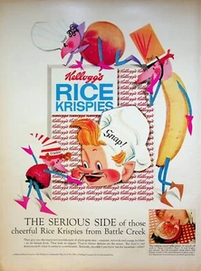 1958 Kellogg's Rice Krispies Cereal Vintage 1950s Print Ad Anamorphic Fruit - Picture 1 of 1