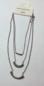 Banana Republic XOXO Triple Layer Collar Necklace Silver Tone Versatile New - Picture 1 of 4