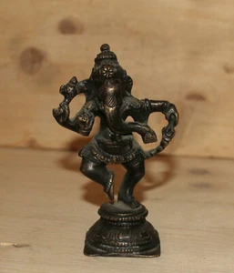 Vintage hand made small bronze Ganesh Hindu deity figurine elephant god - Picture 1 of 12