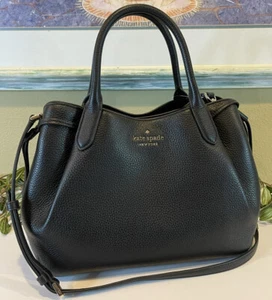 KATE SPADE DUMPLING LARGE SATCHEL SHOULDER HOBO BAG TOTE BLACK LEATHER GOLD - Picture 1 of 10