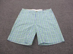 Vineyard Vines Shorts Adult 34 Blue Green Plaid Chino Club Preppy Flat Front Men - Picture 1 of 9