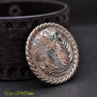 1-1/2" 10X Silver HEAVY WESTERN FLORAL SADDLES BRIDLES  DECOR CONCHOS SCREW BACK - Image 1 of 4