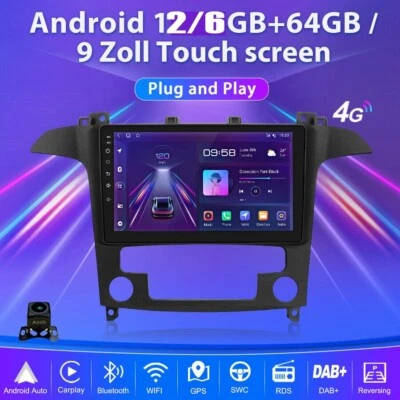 8-Kern Android 12.0 Autoradio Für Ford S-Max 2006-15 GPS Navi DSP CarPlay 6+64GB - Bild 1 von 4