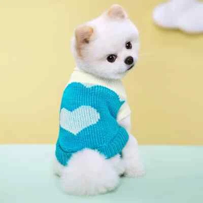 1 pieza Otoño Invierno Mascotas Perros Gatos Pullover Tejido Suéter Ropa Cálida Cuello Alto Foto 1 de 4