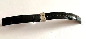 Original Gucci 14 mm R CD Black Laquered Deployment Leather Strap NOS France - Picture 1 of 6