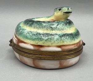 Rare Snake Chamart Limoges France Trinket Box Ring Box Ceramic Hand Painted - Picture 1 of 12