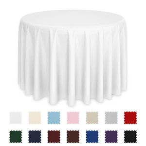 Round Wedding Banquet Polyester Fabric Tablecloth - Picture 1 of 77
