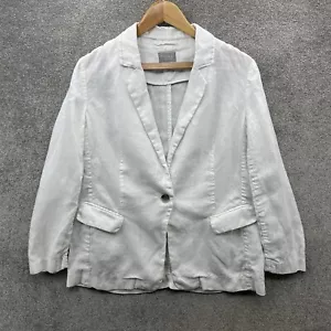 Pure Collection Jacket Womens UK 14 White 100% Line Lightweight Summer Blazer - Picture 1 of 13