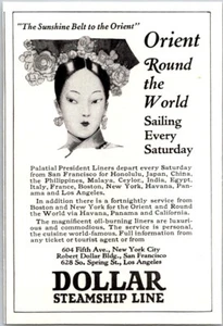 PRINT AD 1926 Dollar Steamship Line Orient Round the World SMALL 3 x 4 - Picture 1 of 3