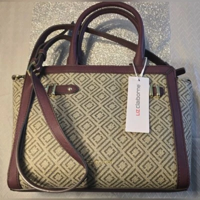 Bolso para mujer Liz Claiborne púrpura y crema nuevo con etiquetas Foto 1 de 4