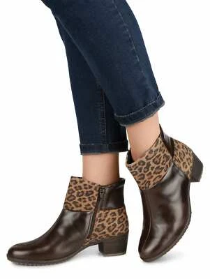 41 7,5 SUAVE Stiefeletten Damenschuhe mit Reißverschluss braun Leder Weite G