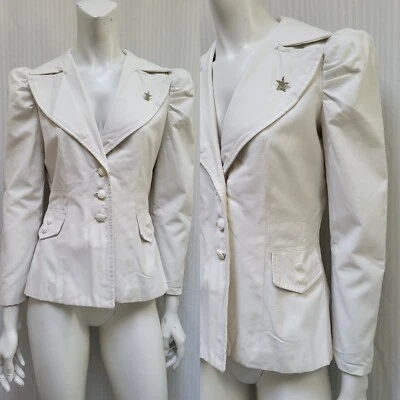 Chaqueta Blazer Vintage Años 80 Blanca Manga Abullonada con Estrella Estrás - Talla S Foto 1 de 4