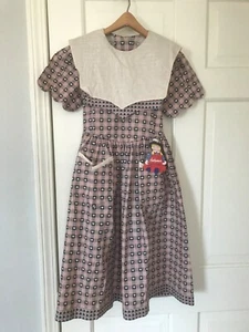 Vintage NEW TAGS 80s Andramari School Girl Dress Bib hearts Size approx 10 - Picture 1 of 7