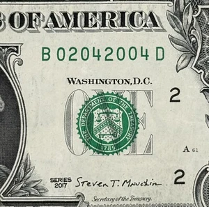 February 4th, 2004 Birthday Anniversary Dollar Fancy Serial Number - Picture 1 of 3