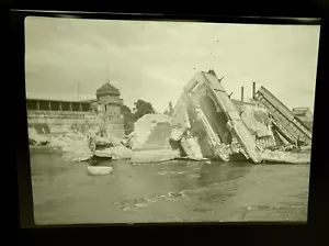Vintage Photograph NEGATIVE. War Bomb Damage or Disaster Scene. - Picture 1 of 8