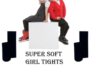 Girls Ladies Soft Winter Tights Sizes 3-12 in Blue Children School, Party Kids - Picture 1 of 6