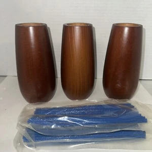 HSN FF Set Of 3 Wood Vases With Peony Spa Fragrance - Picture 1 of 1