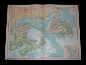 THE TIMES ATLAS 1921  - CANADA - MARITIME PROVINCES & NEWFOUNDLAND Map Plate 85 - Picture 1 of 1