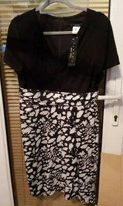 Tiana B Ladies dress black bodice, animal print mock wrap skirt size 18 BNWT - Picture 1 of 6