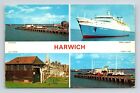 Harwich England Multi View Scenic Coastline Docks Ships Chrome Postcard