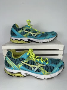 Mizuno Wave Elixir 8 Shoes Womens Size 7.5 Blue Yellow Mesh Running Sneakers - Picture 1 of 6