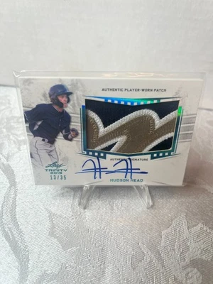2019 Leaf Trinity Hudson Head Auto GU Patch RC Card #d /35 - Image 1 of 2
