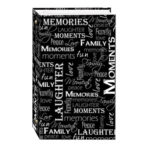 3-Ring Photo Album 300 Pockets Hold 4x6 Photos Black & White Words Design - Picture 1 of 1