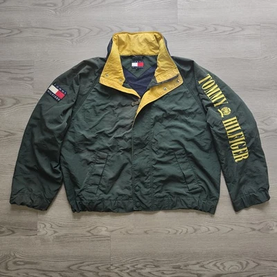 VTG 90s Tommy Hilfiger Jacket Mens XL Green Logo Embroidered Sailing Gear Hooded - Image 1 of 4