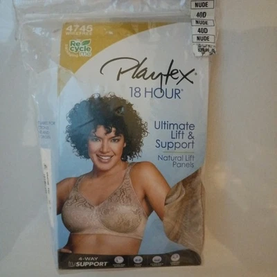Sujetador Playtex para mujer 18 horas Ultimate Lift and Support sin aros talla 40D nude Foto 1 de 4