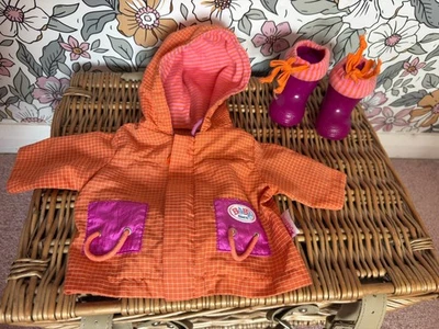 Baby born Zapf Creation vintage retro check rain mac and wellies  - Image 1 of 3