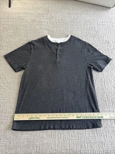Croft & Barrow Henley Hemd Herren mittelgrau kurzarm 100% Baumwolle Freizeit - Bild 1 von 12