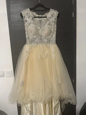 Robe Mariage Champagne Strass Diamant Traîne - Photo 1/4