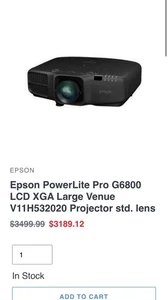 Epson G6800 7000 Lumens Projector 3LCD 1080p - Picture 1 of 4