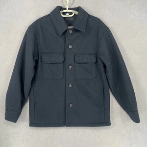 Uniqlo Jacket Mens Small Blue Button Over Shirt Pockets Collared Navy - Foto 1 di 14