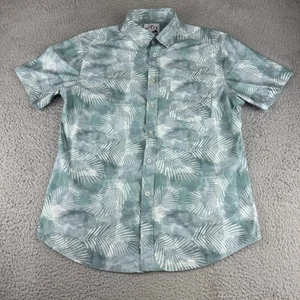 Split Mens Size M Slim Fit Blue Tropical Button Up Shirt Short Sleeve Hawaiian - Picture 1 of 8