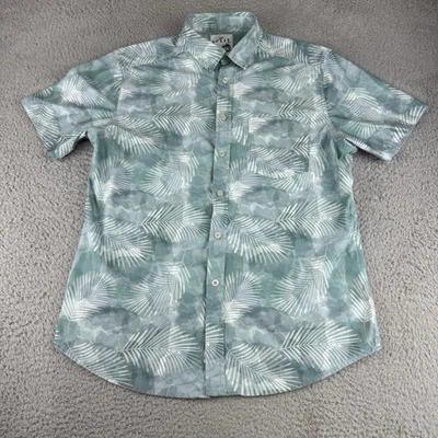 Split Mens Size M Slim Fit Blue Tropical Button Up Shirt Short Sleeve Hawaiian - Image 1 of 4
