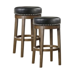 Lexicon Kenmare Swivel Bar Stools Set of 2, Rustic 360Degree Backless Swivel - Picture 1 of 6
