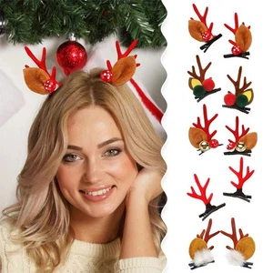 1 Pair Christmas Reindeer Antlers Hair Clip FurryBalls Hairpins Z2R9 - Picture 1 of 26