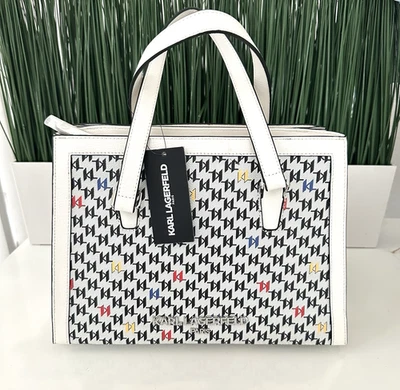 Bolso de mano Karl Lagerfeld Paris Marselle de cuero blanco para mujer $268 Foto 1 de 4