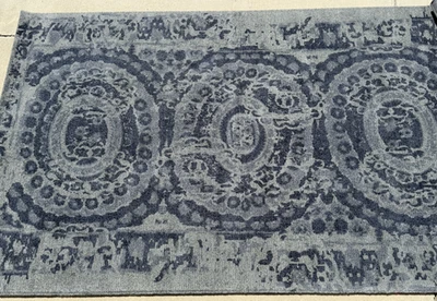 Pottery Barn Bosworth Printed Tufted Wool 5x8 Area Rug - Blue - NEW