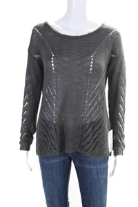 Elizabeth and James Womens Linen Long Sleeves Sweater Gray Size Small - Bild 1 von 6