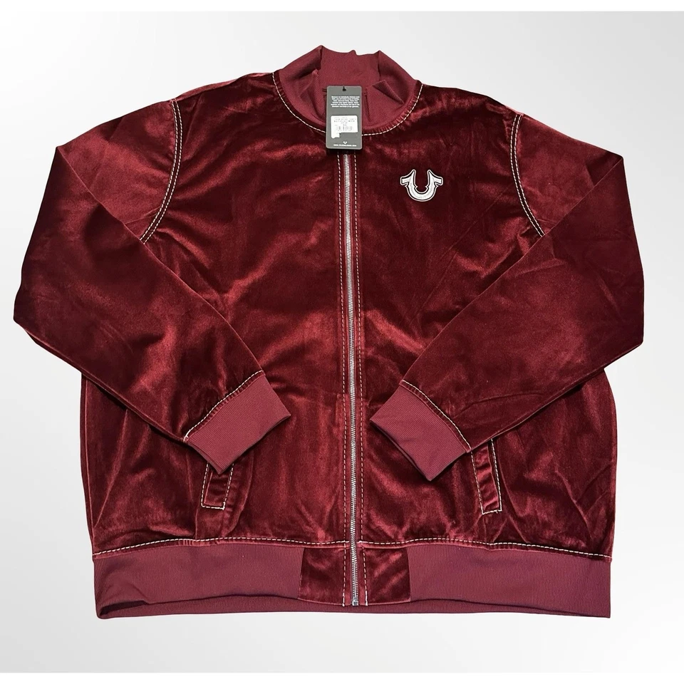 Chaqueta True Religion Terciopelo Granate Cremallera Completa Bombardero Grande T Para Hombres Ropa de Calle 2XL Foto 1 de 4