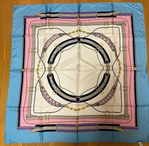 Limited CELINE Silk Scarf Blue Pink 100 - Picture 1 of 6
