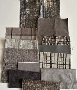 12+MIXED LOT UPHOLSTERY/DRPERY Neutral Grey Colors Fabric Samples Velvet LUX - Picture 1 of 12