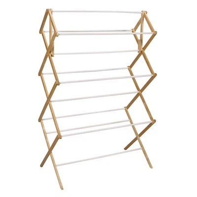 Folding Clothes Drying Rack, Wood Frame with Vinyl Dowels - Image 1 of 4