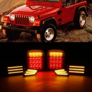 LED Tail Light+LED Side Marker Turn Signal Lamp Amber For Jeep Wrangler TJ 97-06 - Picture 1 of 12