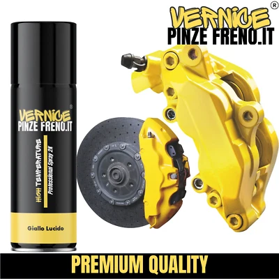 VERNICE SPRAY 2K PER PINZE FRENI GIALLO LUCIDO ALTA TEMPERATURA AUTO MOTO - Immagine 1 di 2